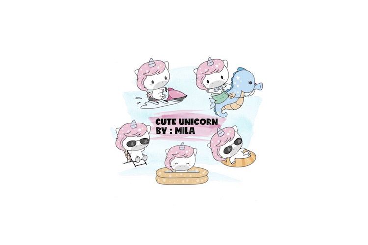 KAWAII UNICORN CLIPART BUNDLE PNG example image 1