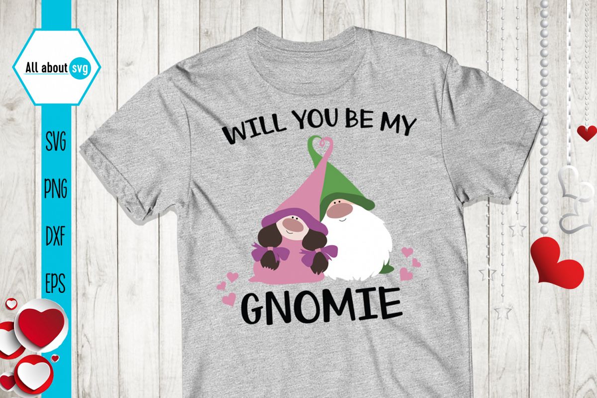 Will You Be My Gnomie Svg, Valentine's Gnomies Svg example image 1