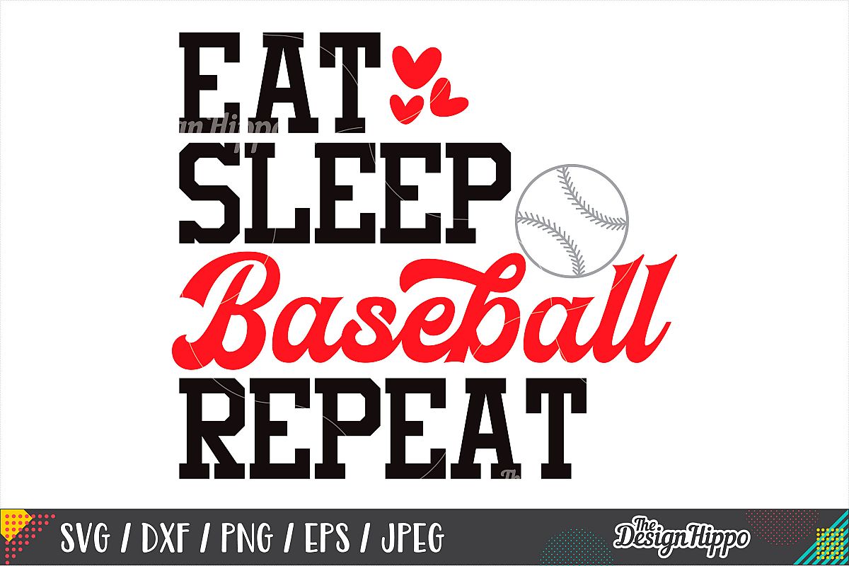 Eat Sleep Baseball Repeat SVG, Mom, DXF PNG Cricut Cut Files example image 1