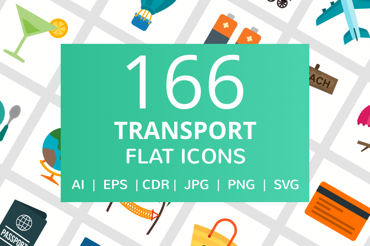 166 Transport Flat Icons example image 1