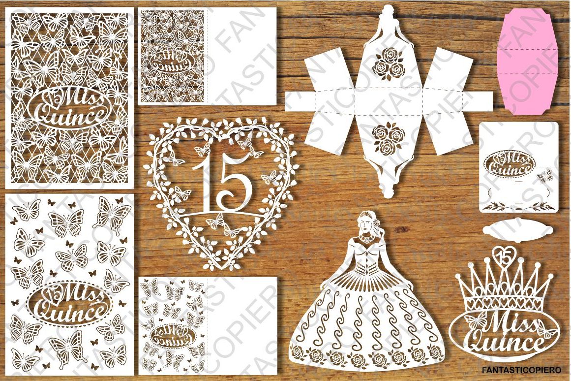 Download Quinceanera Set SVG files for Silhouette Cameo and Cricut.