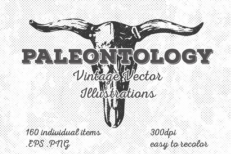 Paleontology Vintage Vector Illustrations 150 Items example image 1
