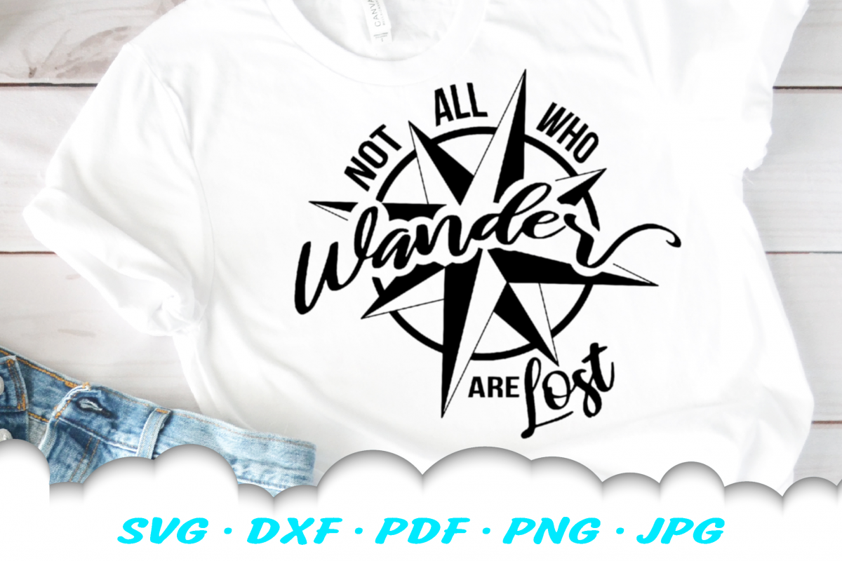 Not All Who Wander Compass SVG DXF Cut Files example image 1