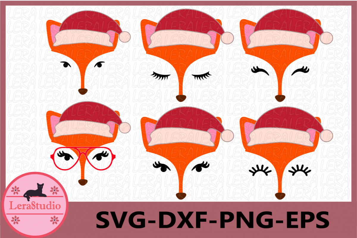 Fox SVG, Christmas svg, Woodland animal, Fox Eyelashes Face example image 1