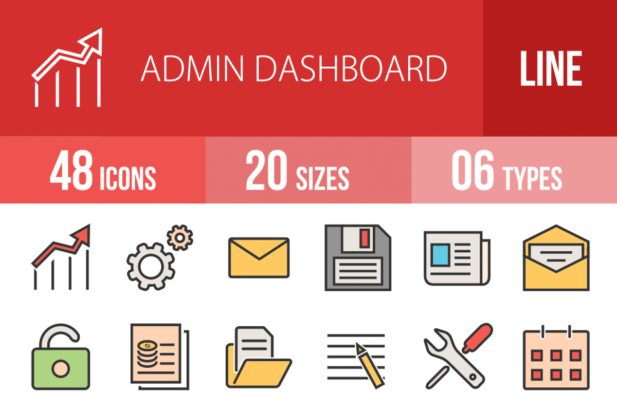 48 Admin Dashboard Linear Multicolor Icons example image 1