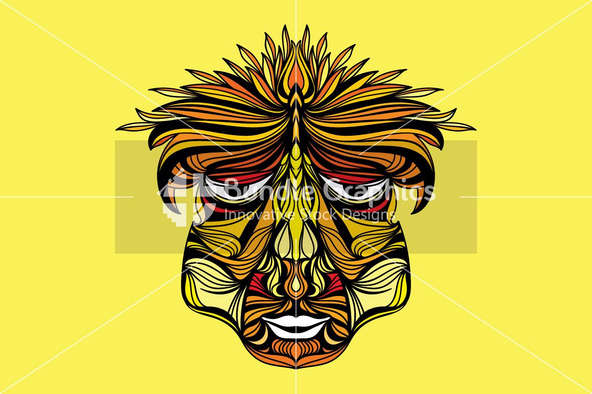 Tribal Human Face - Illustrative Design Composition example image 1