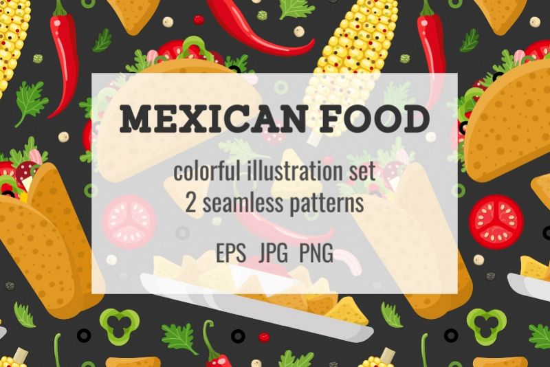 Mexican food set and patterns example image 1