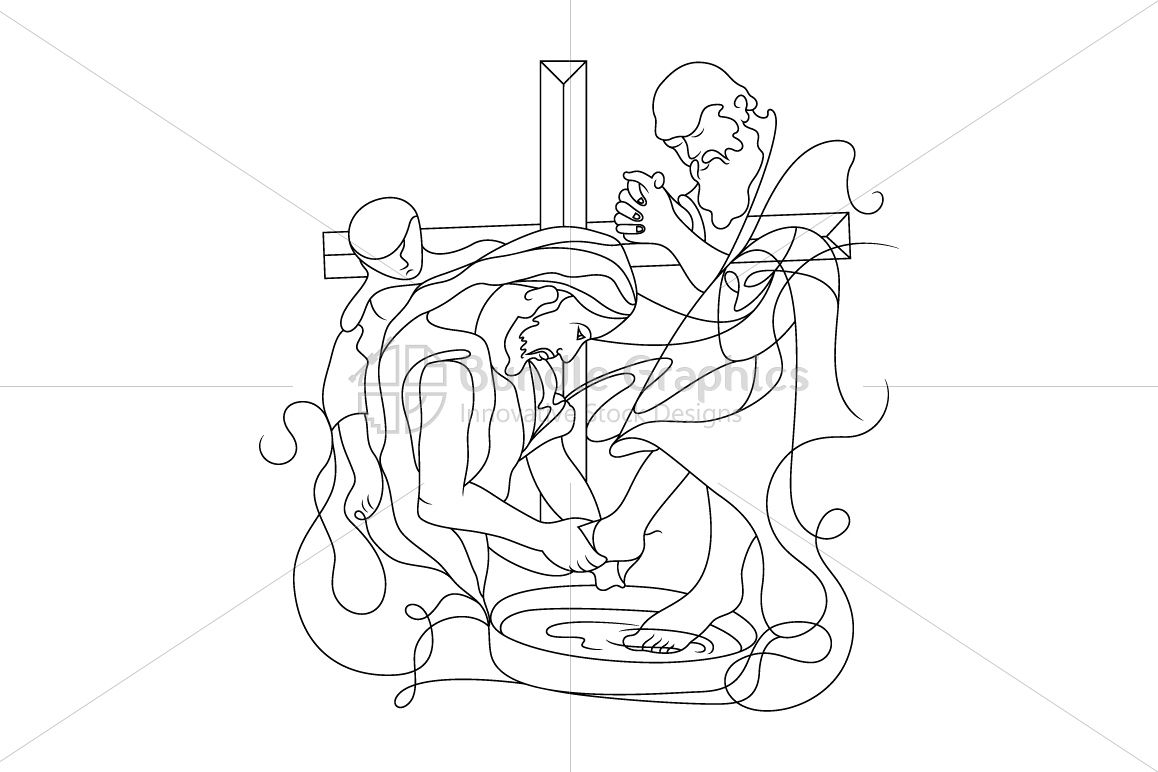 Foot Washing by Jesus Christ - Illustration example image 1