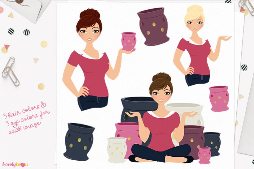 Woman candles character clip art L125 Juliet example image 1
