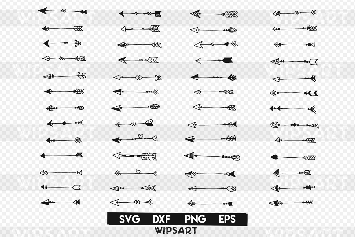 SALE! 52 arrows silhouette text svg file, arrows text png example image 1