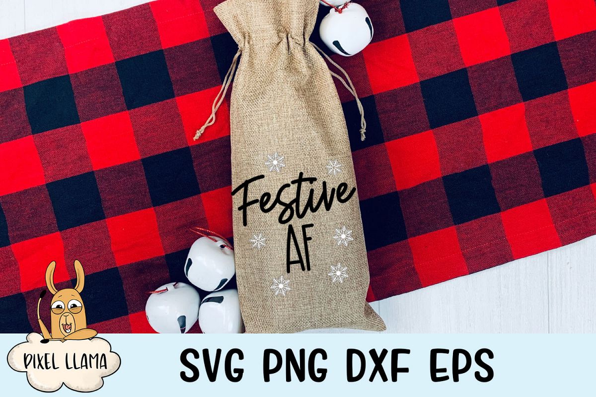 Festive AF Christmas Wine Bag SVG example image 1