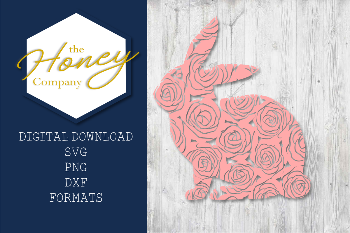 Floral Easter Bunny SVG DXF PNG Cutting File Vector Clipart example image 1