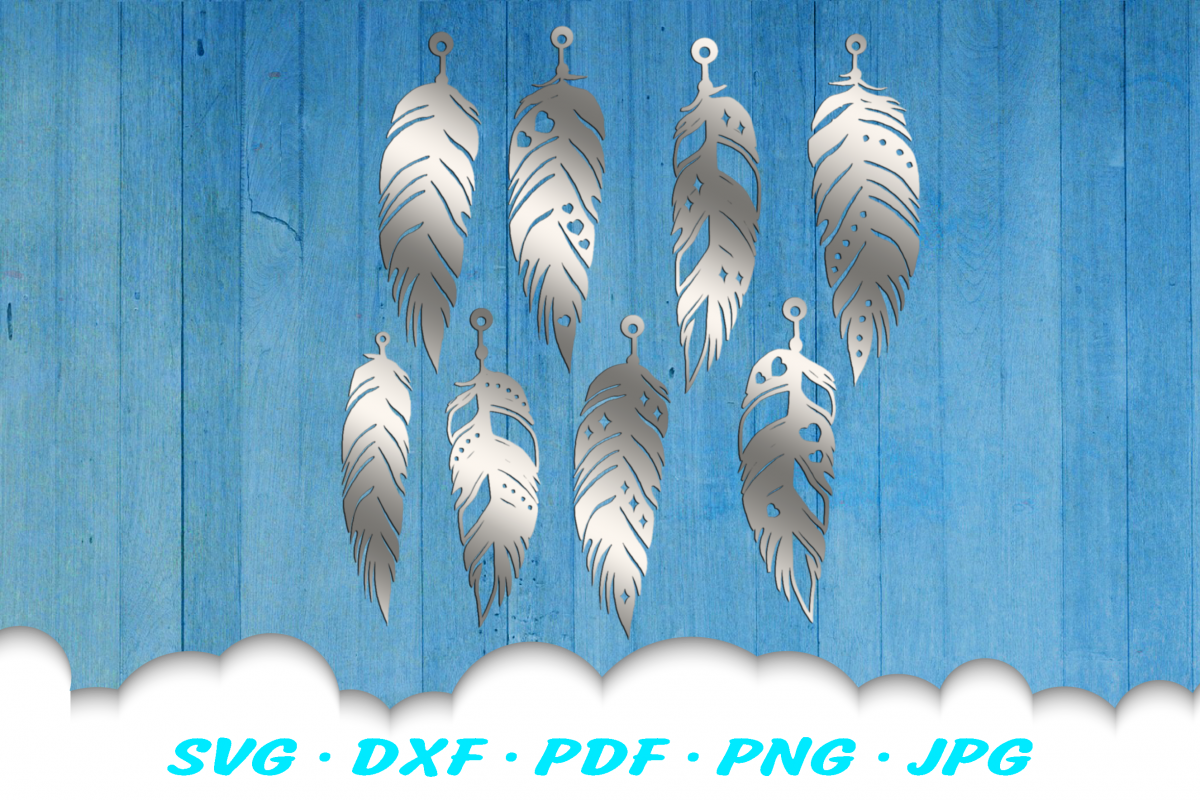 Feather Earring Template SVG DXF Cut Files example image 1