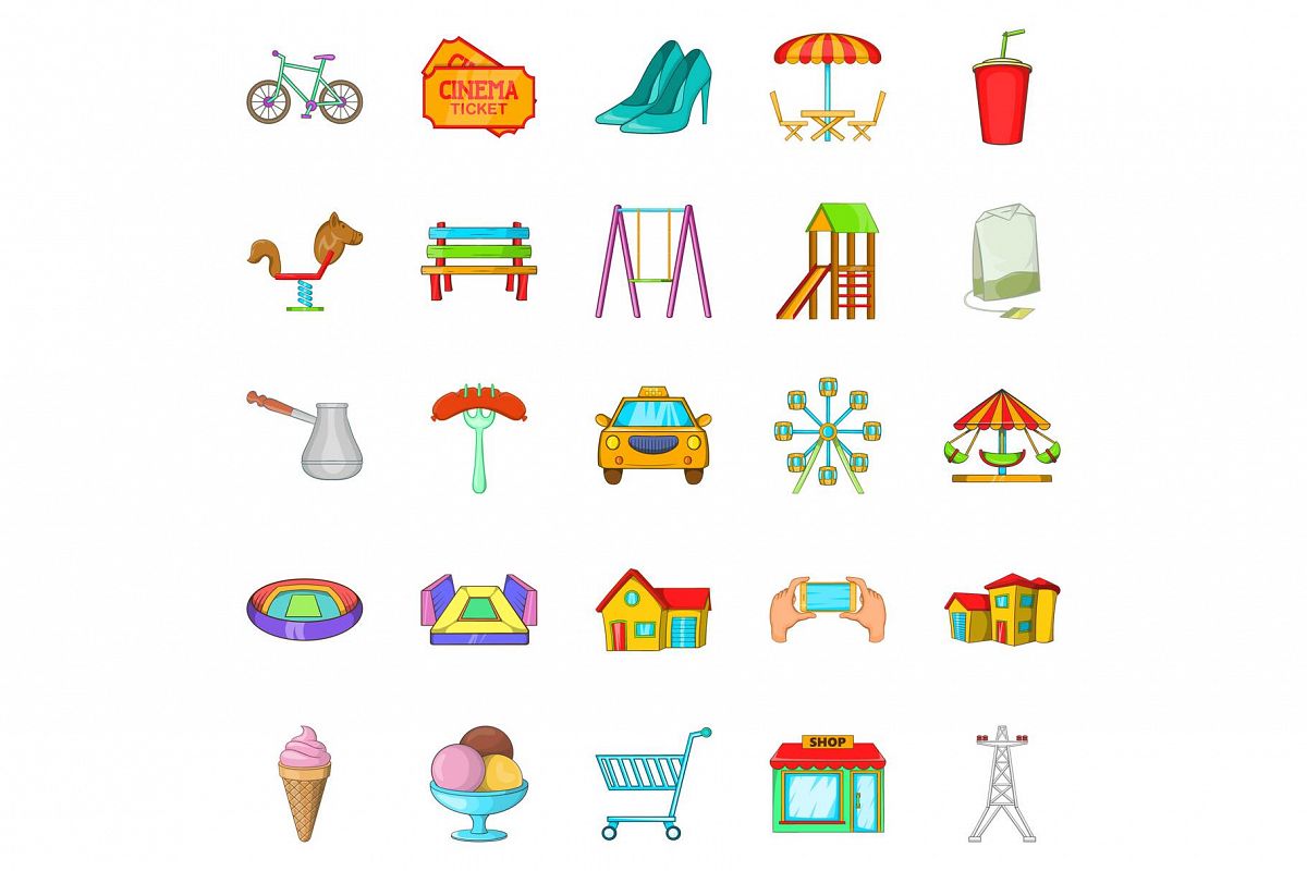 Playground icons set, cartoon style example image 1