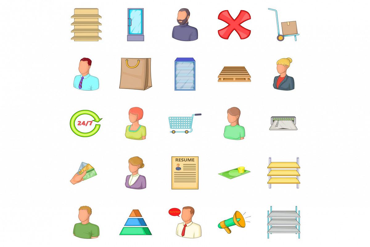 Financial officer icons set, cartoon style example image 1