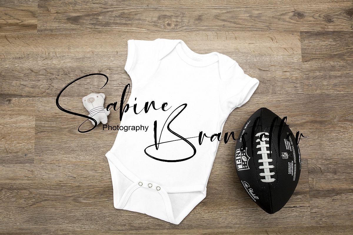 Styled Stock Photography Baby Bodysuit Football Mockup example image 1