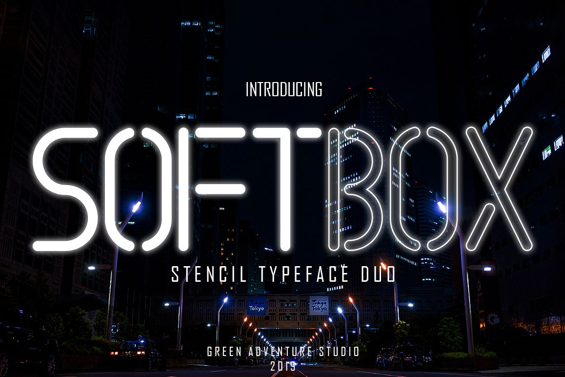 SOFTBOX - STENCIL TYPEFACE FONT DUO example image 1