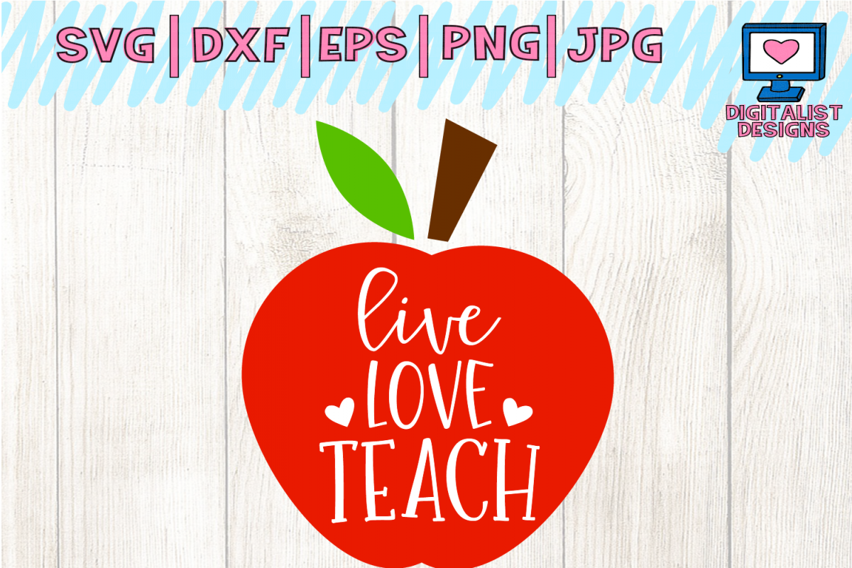 live love teach svg, teacher svg, teacher gift, apple svg example image 1