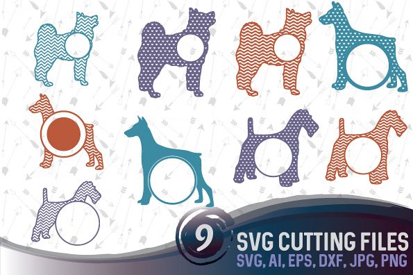 9 Dog Monograms Bundle SVG, DXF, JPG, PNG, DWG, AI, EPS example image 1