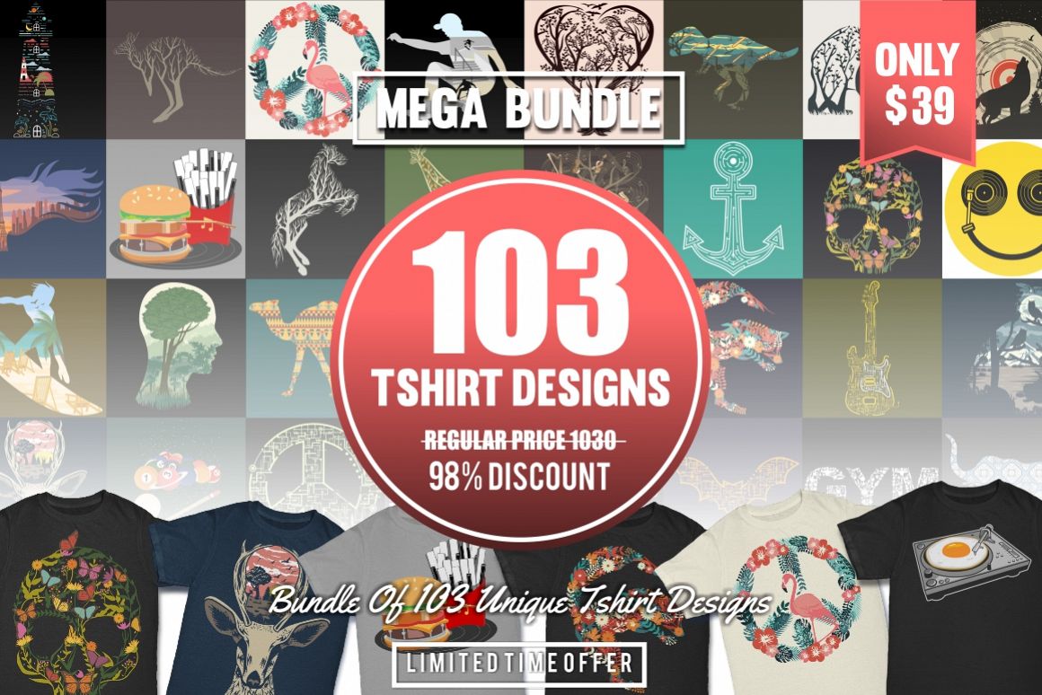 103 Tshirt Designs Mega Bundle example image 1