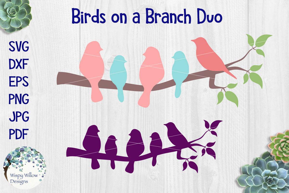 Birds On A Branch SVG Duo example image 1