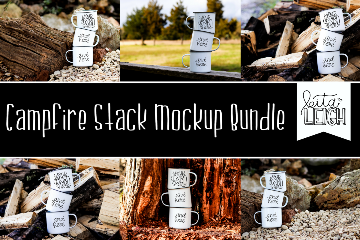 Three Stack White Campfire Mug Mockup Bundle example image 1