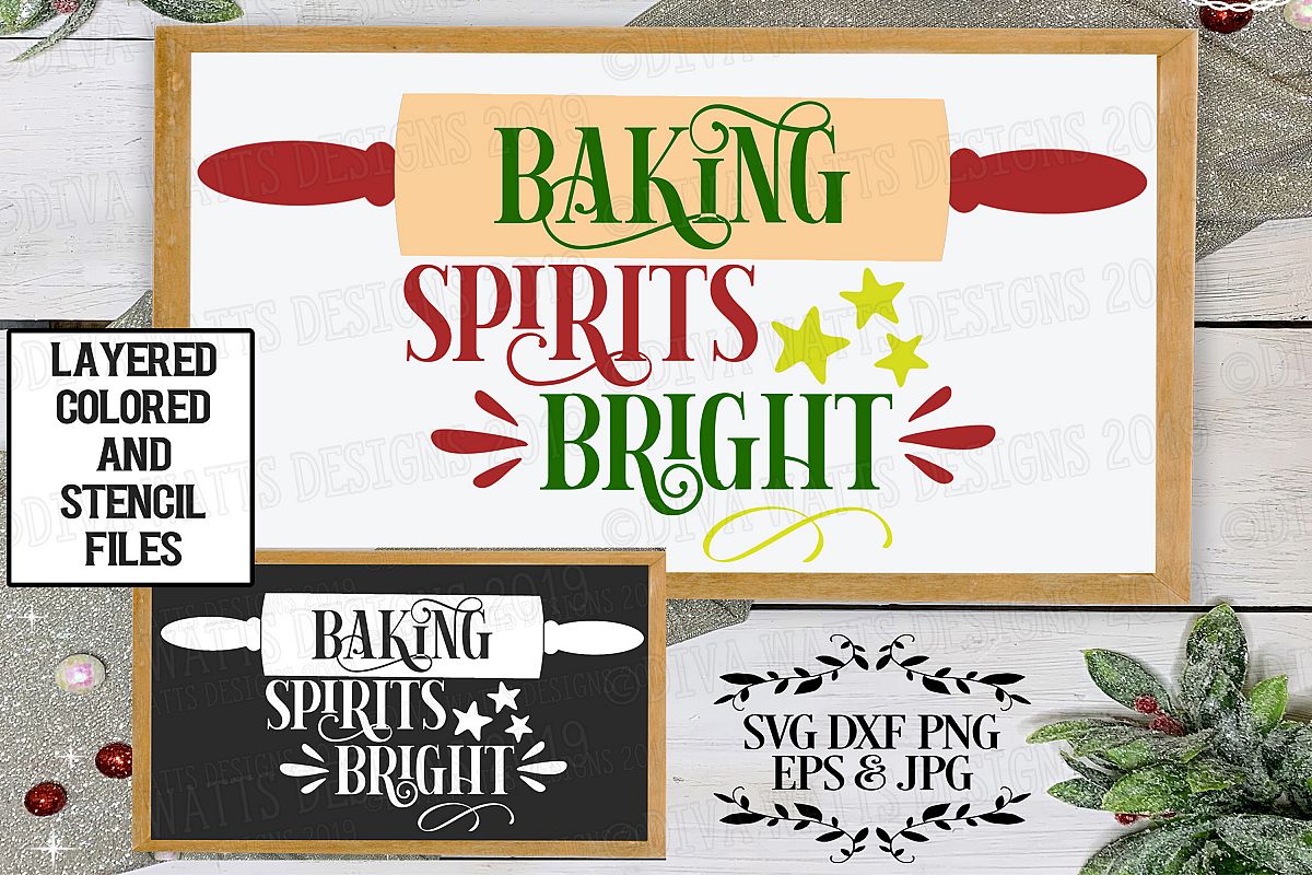 Baking Spirits Bright Christmas Cutting File example image 1