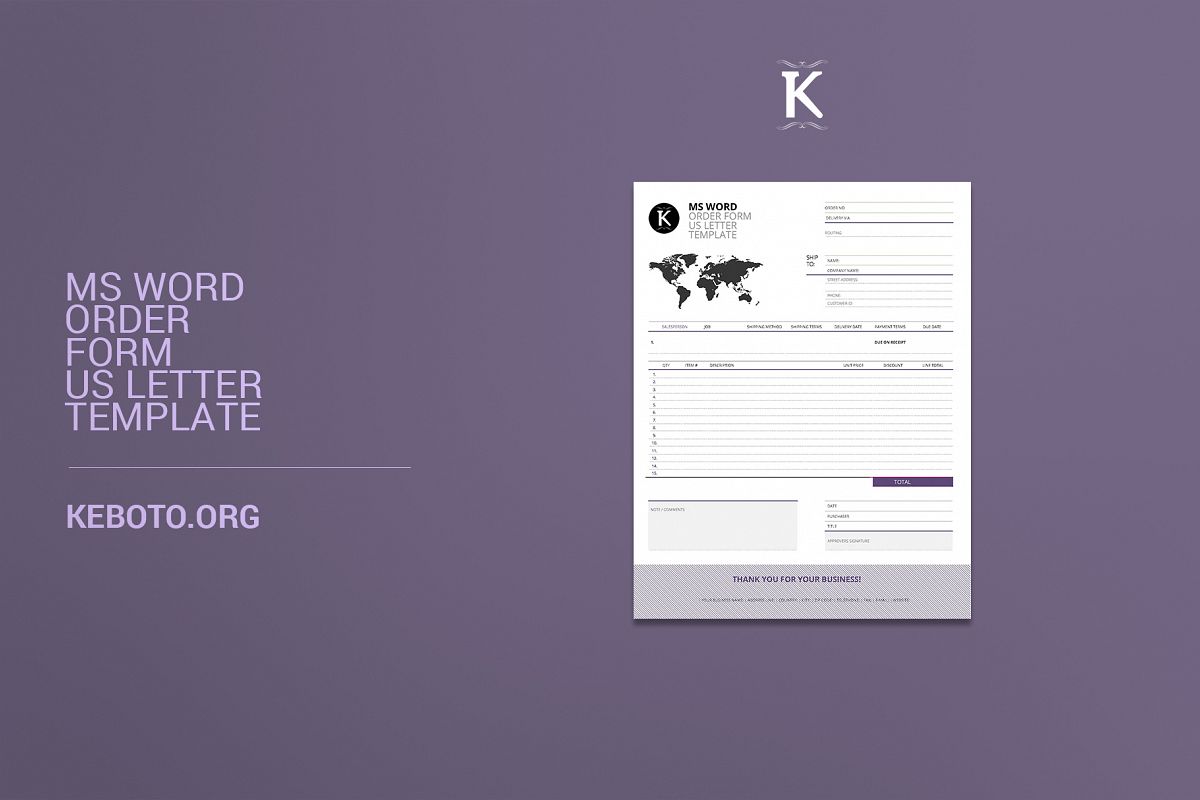 ms word order form us letter template ms word order form template