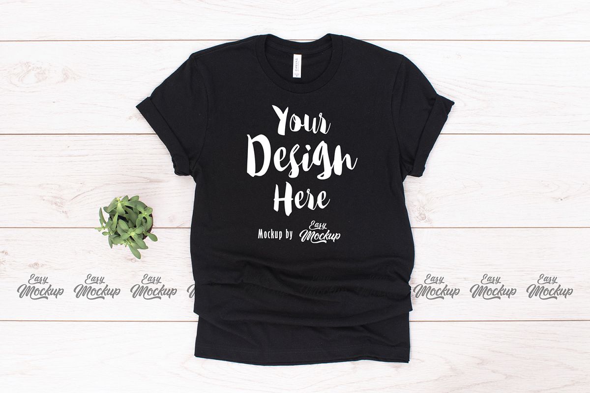 Black Bella Canvas 3001 T Shirt Mockup example image 1