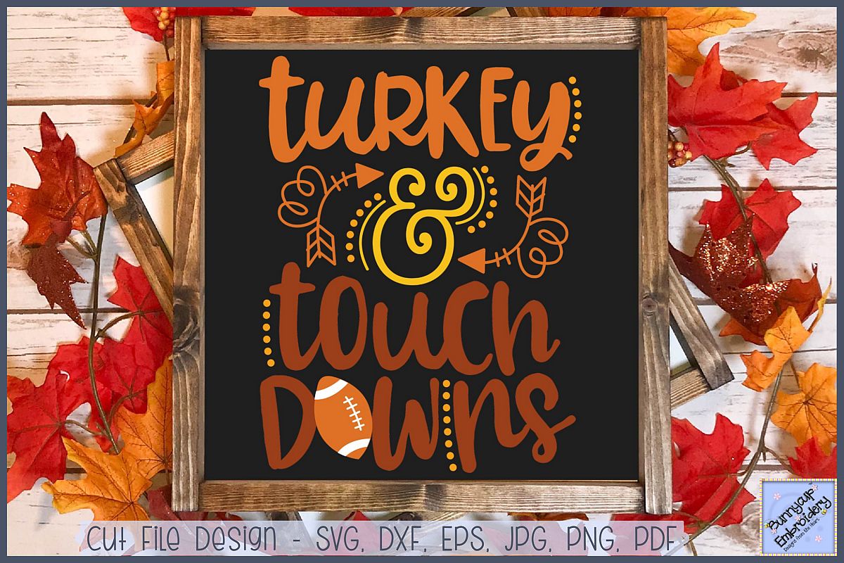Turkey And Touch Downs- SVG, Clipart, Printable example image 1