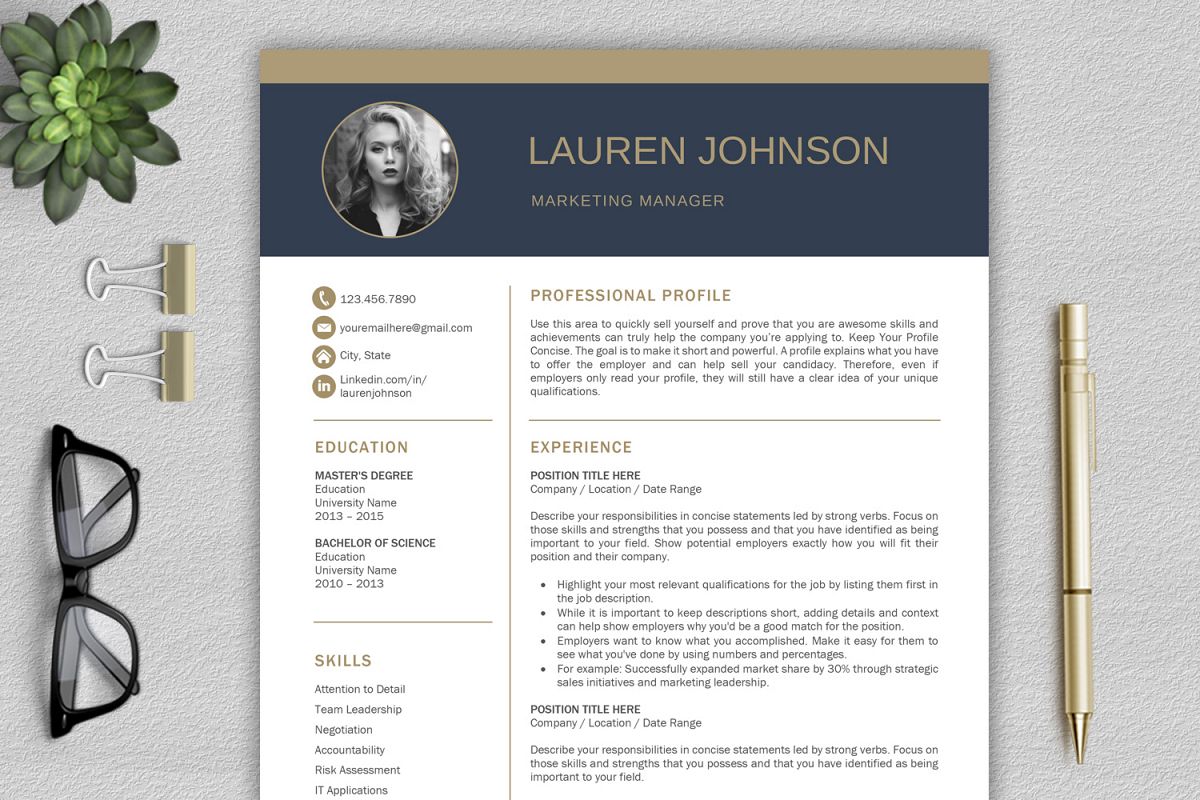 modern resume template    cv with cover letter
