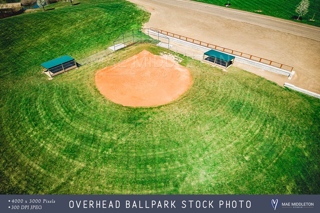 Overhead Ballpark in rural USA - stock photo example image 1