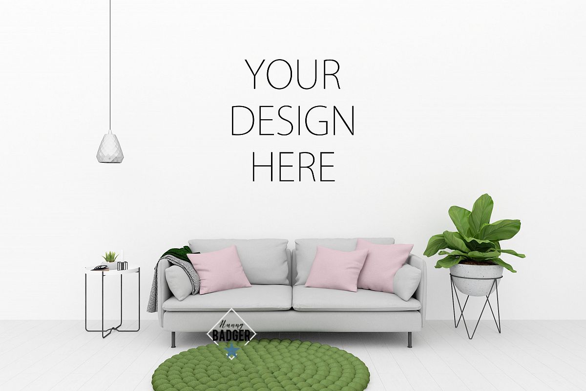 Blank wall mockup - wall art mock up example image 1