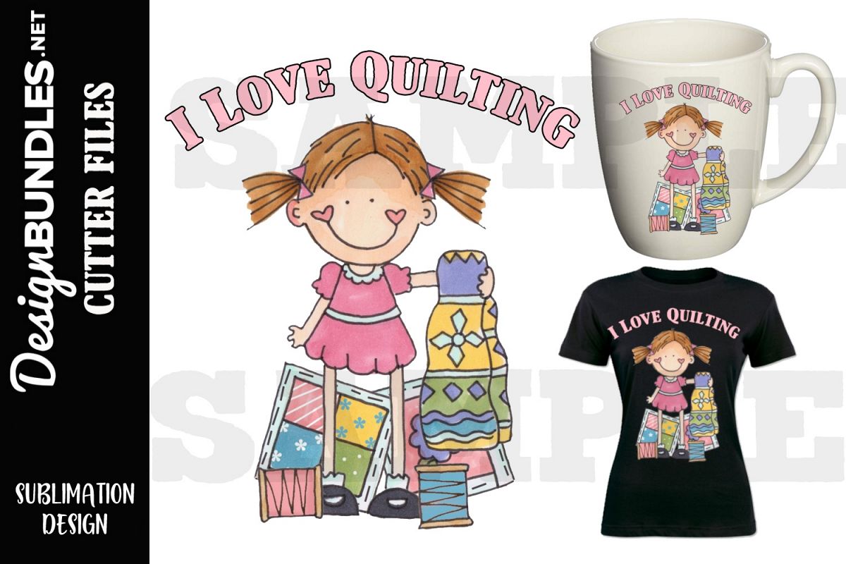 I Love Quilting Sublimation Design example image 1