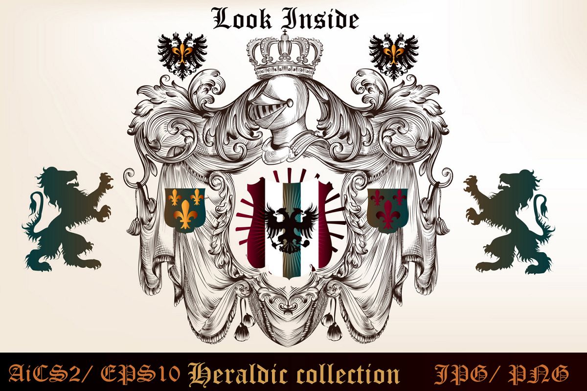 Heraldic bundle of detailed of shields example image 1