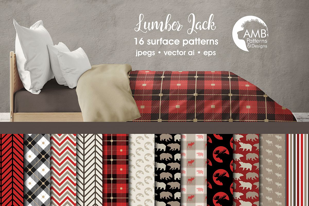 Lumberjack digital paper, lumberjack scrapbook paper, rustic digital paper, plaid, gingham, buffalo,moose paper, instant download, AMB-1871 example image 1