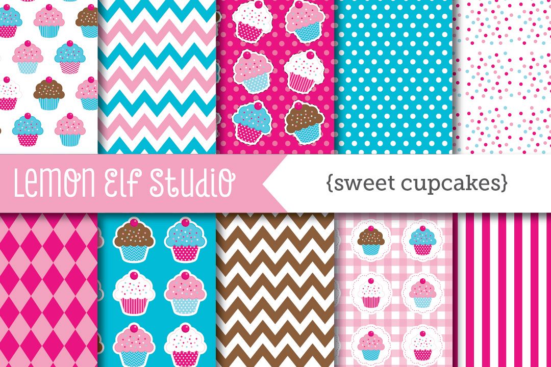 Sweet Cupcakes-Digital Paper (LES.DP04B) example image 1
