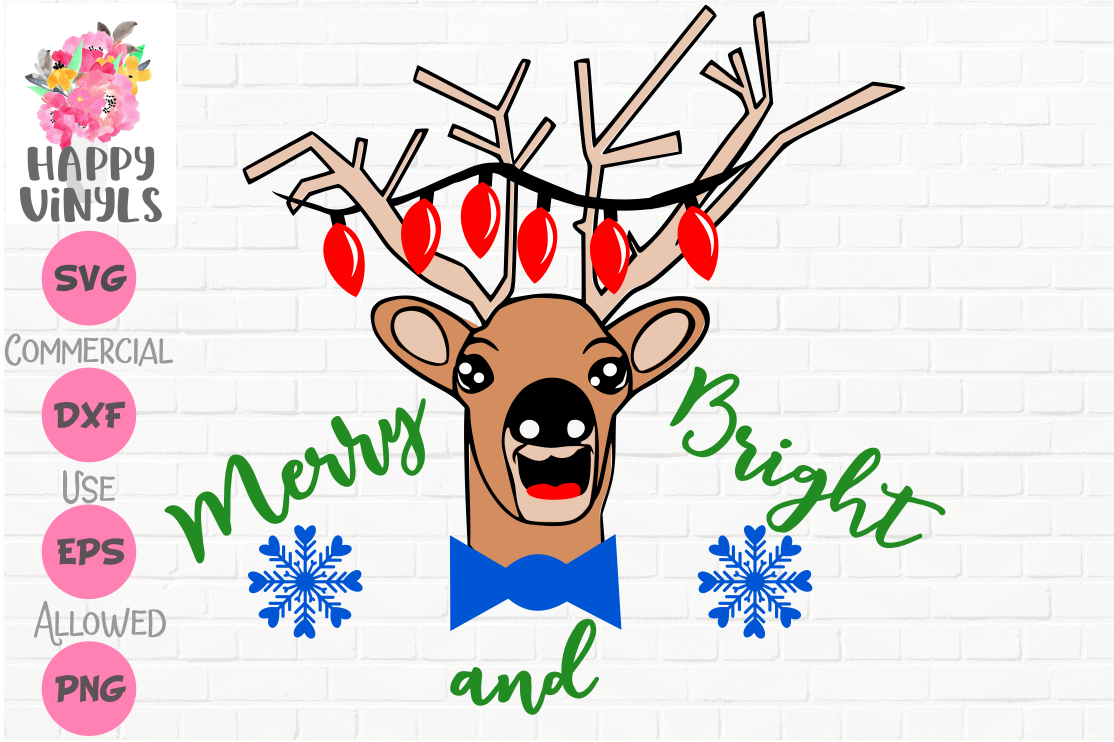 Download Christmas SVG Reindeer SVG Cute SVG Merry and Bright SVG ...