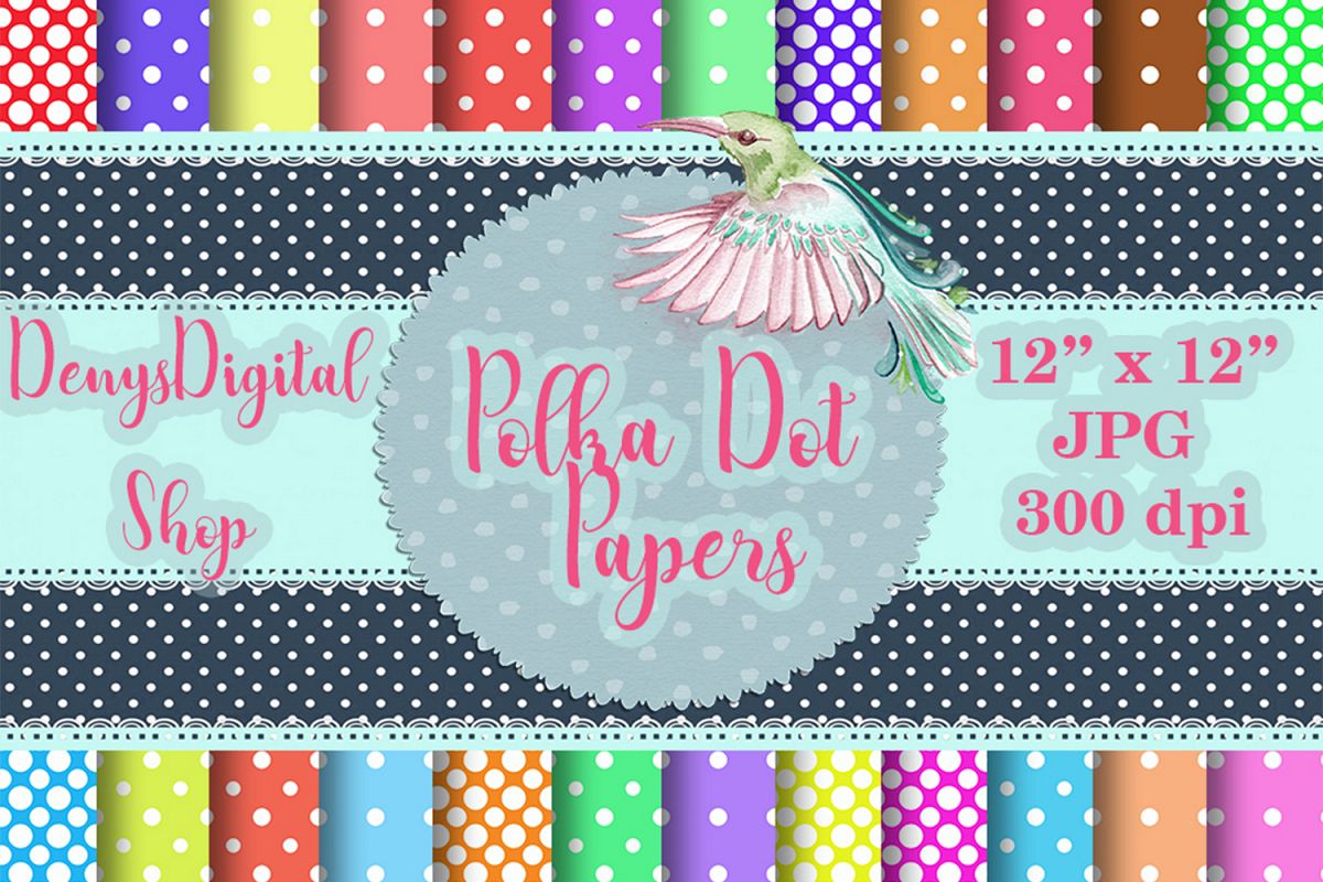 Polka Dot 50 Digital Scrapbooking Papers, BLACK FRIDAY OFF example image 1