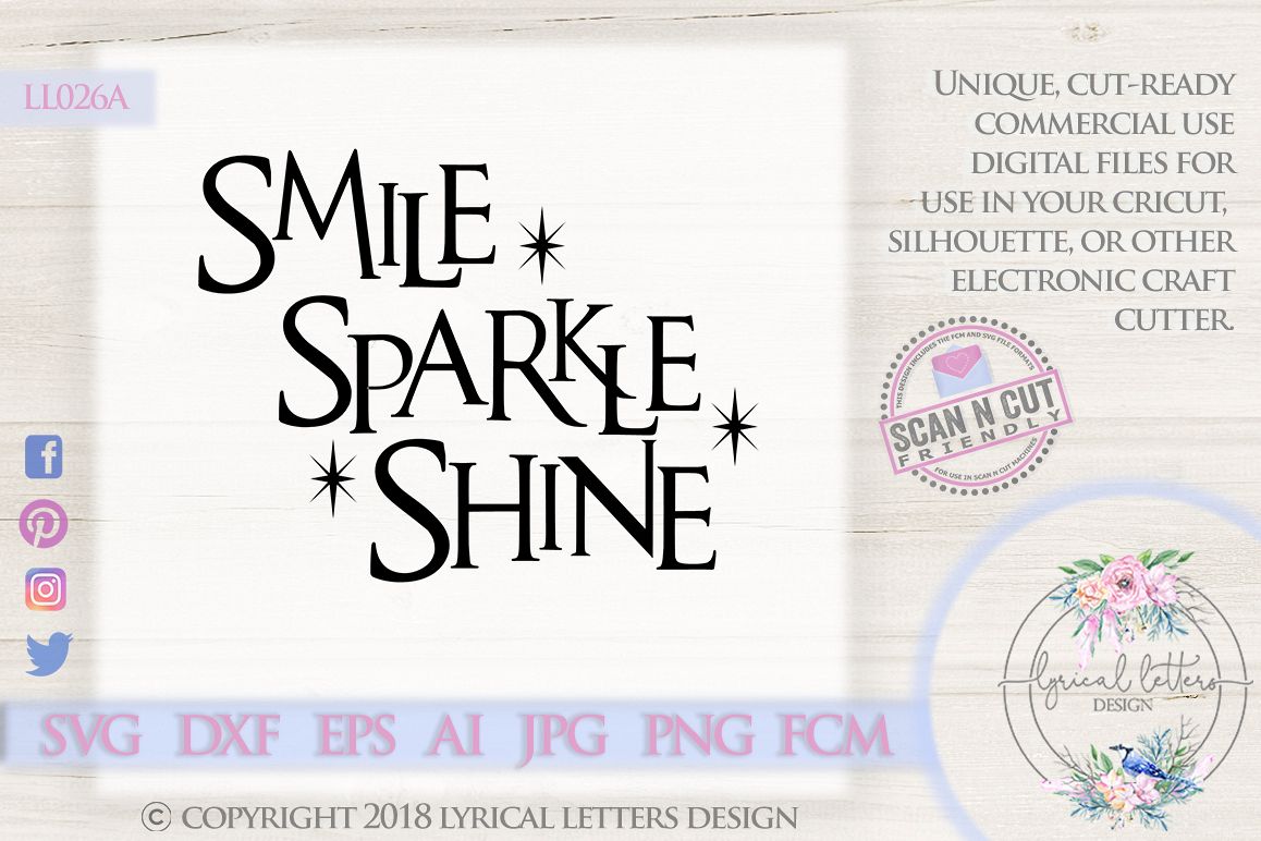 Smile Sparkle Shine Bathroom Quote SVG DXF LL026A example image 1