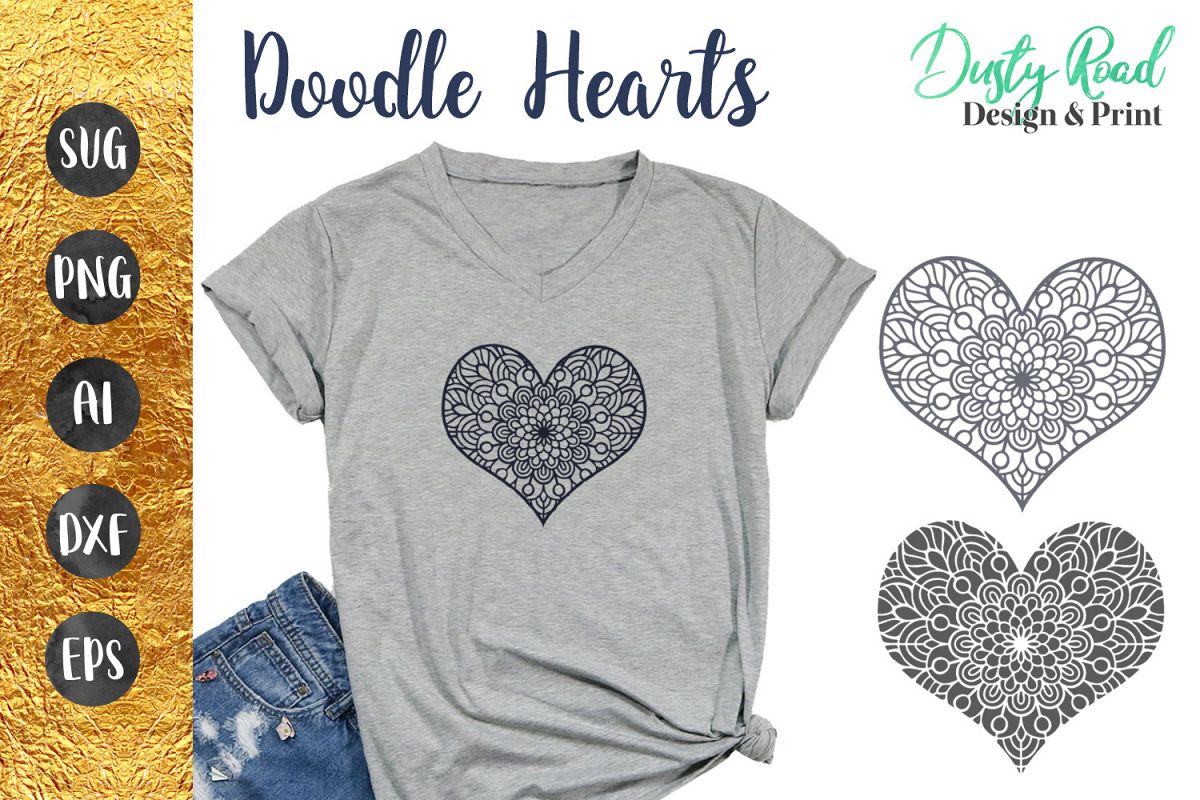 Doodle Hearts SVG Cut File example image 1