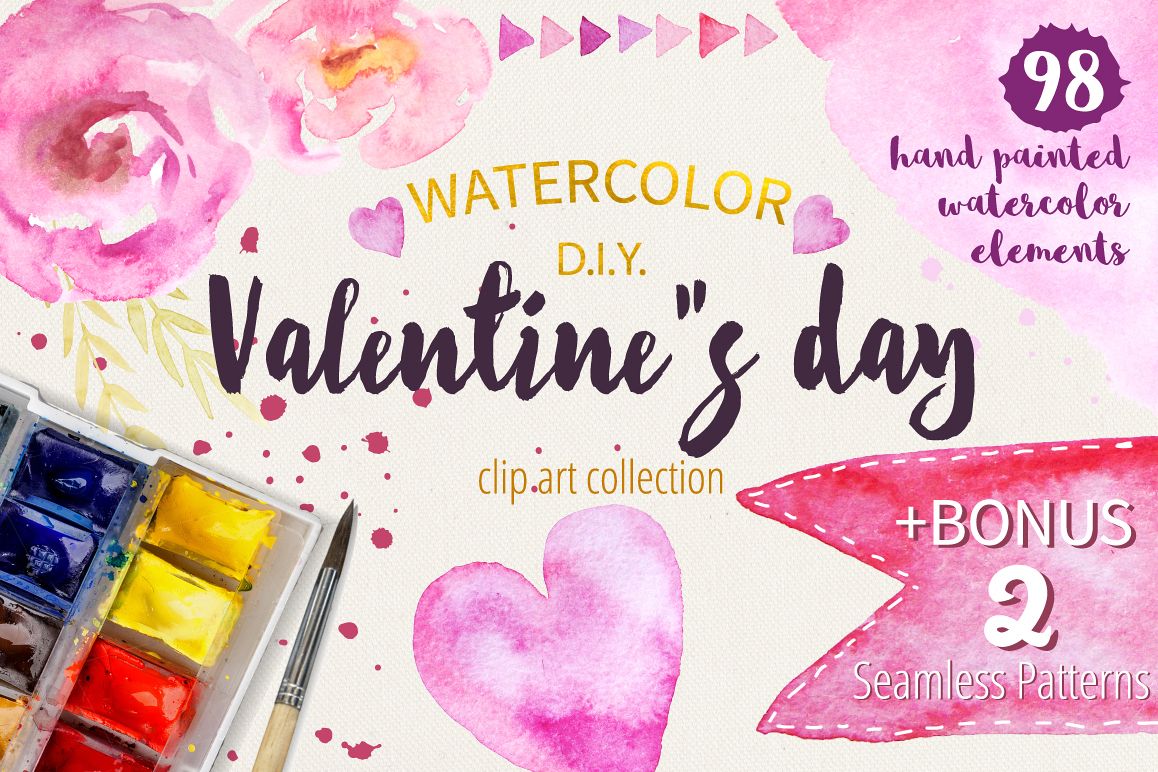 Watercolor Valentine Collection example image 1