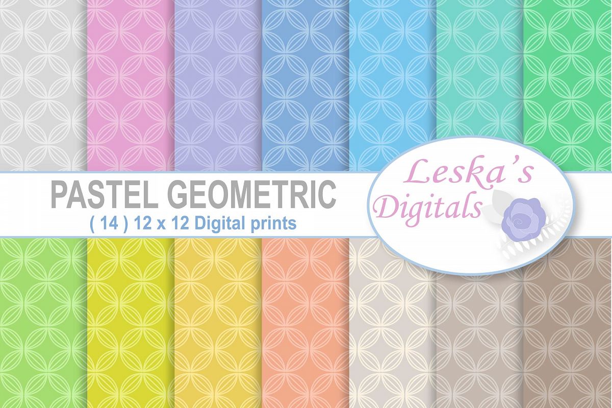 Pastel Geometric Digital Paper example image 1
