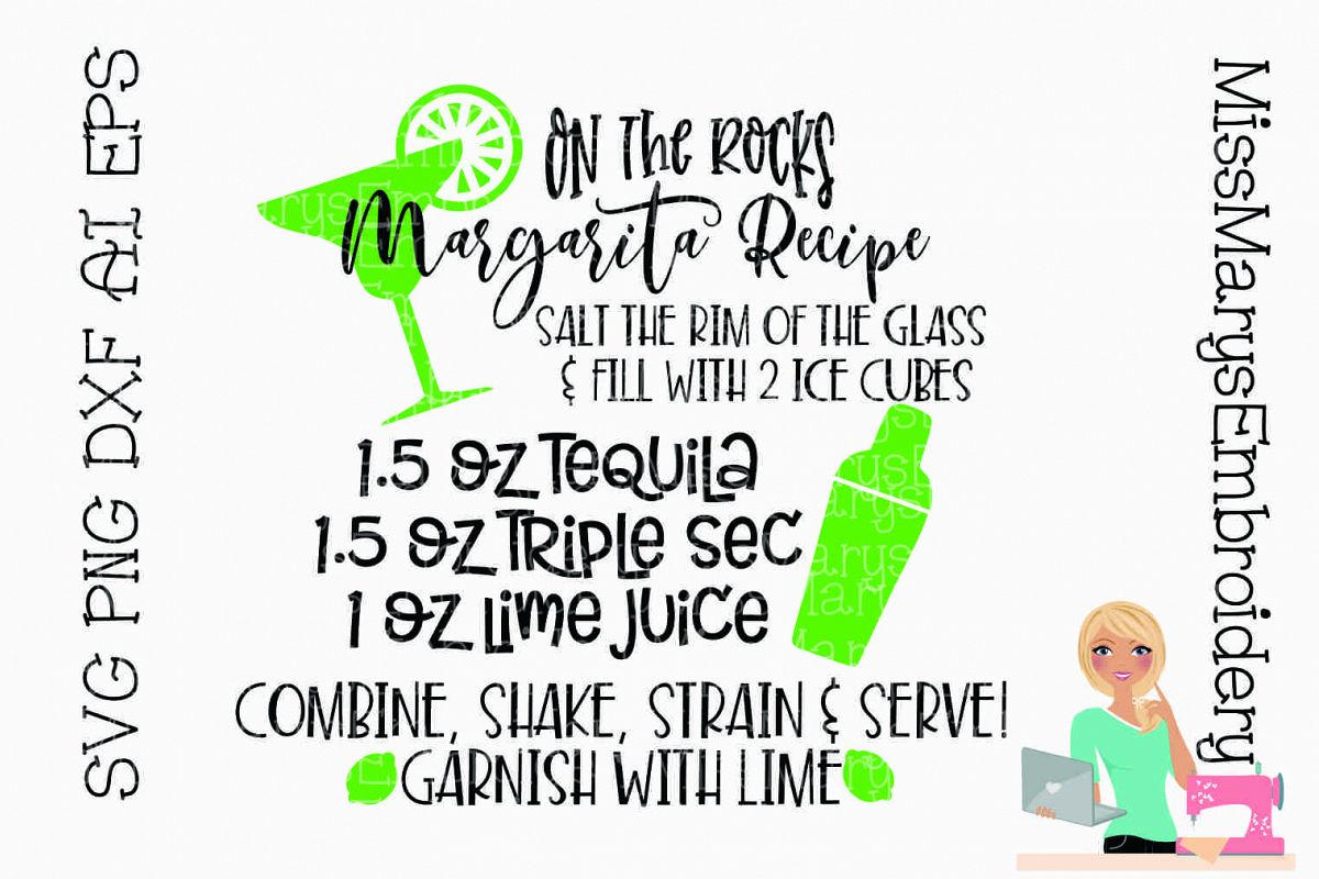 Margarita Recipe SVG Cutting File PNG DXF AI EPS example image 1