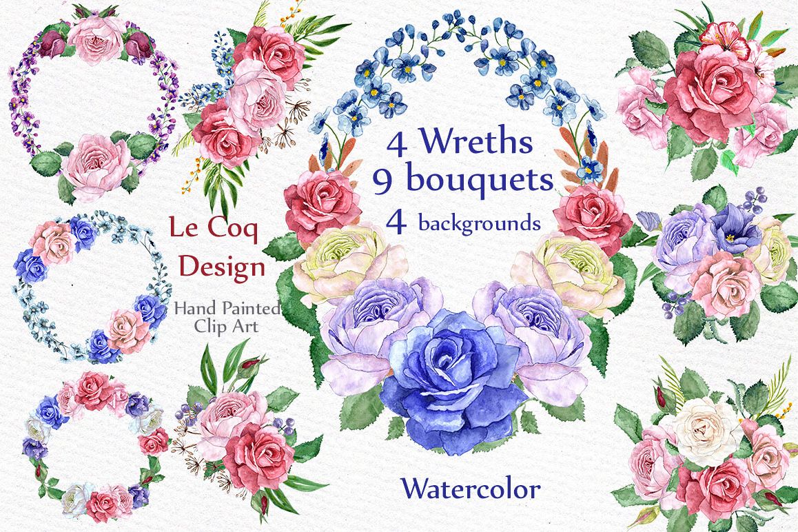 Watercolor wreaths clip art example image 1