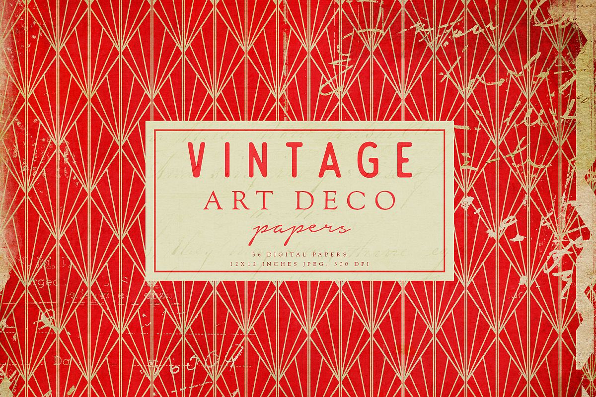 Vintage Art Deco Digital Papers example image 1