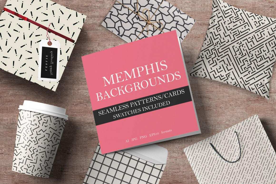 Memphis seamless patterns. 80-90s example image 1