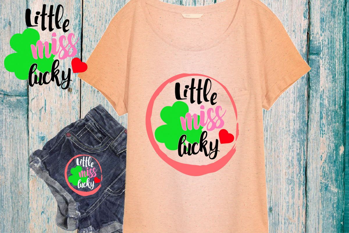 Little miss lucky St Patricks shamrock svg, irish svg -744s example image 1
