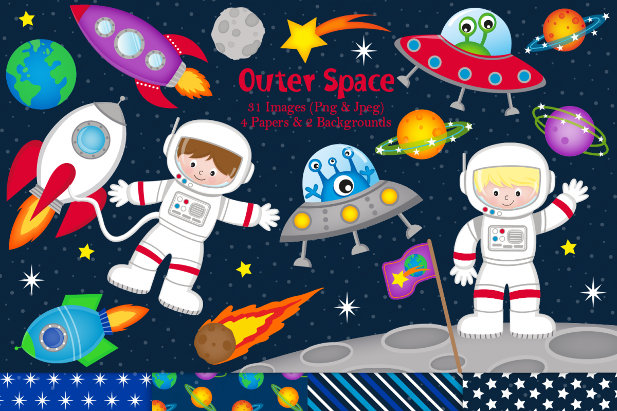 Space clipart, Space graphics & illustrations, Astronauts example image 1