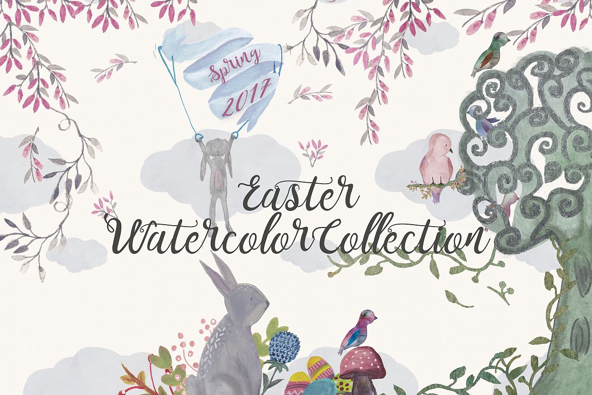 Easter watercolor Collection example image 1